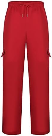 Mens Hip Hop Pants Casual Solid Color Track Cuff Lace Up Workout Pants with Pocket Elastic Pants for Men Trouser