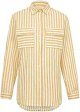 Women's Striped Button Up Blouse Trendy Business Tops Dressy Soft Cotton Linen Tops Casual Long Sleeve Tops Fall Shirt
