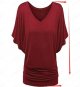 Plus Top V Neck Sleeve Batwing Loose T Shirt Fashion Size Fold Hem Women Solid Plus Size Tops Long Sleeve Plus