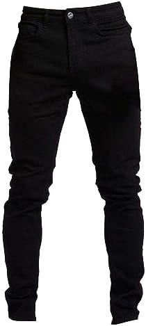 Men Slim Zipper Denim Jeans Pants Frayed Pants Distressed Rip Trousers Jeans for Men Stretch fit Mens Jeans Regular