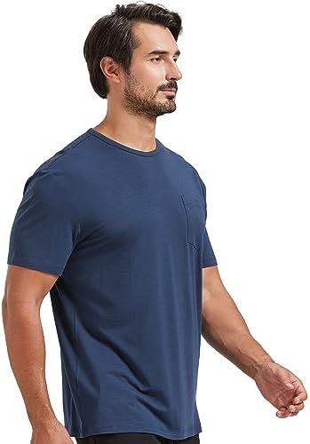 Men's Ultra Soft Bamboo Viscose Pocket T-Shirt Classic Fit Lightweight Cooling Short Sleeve Casual Basic Shirt