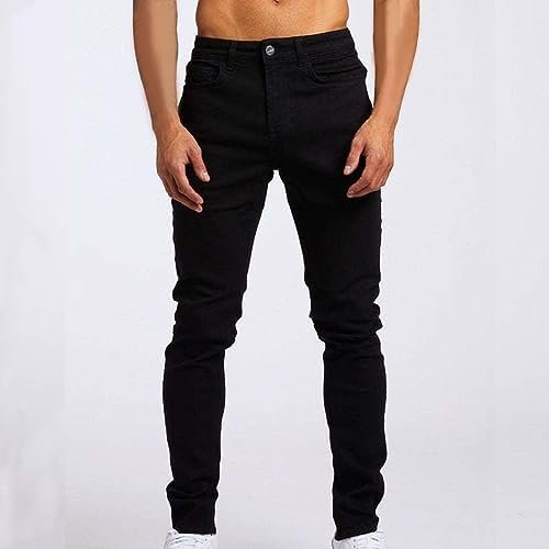 Men Slim Zipper Denim Jeans Pants Frayed Pants Distressed Rip Trousers Jeans for Men Stretch fit Mens Jeans Regular