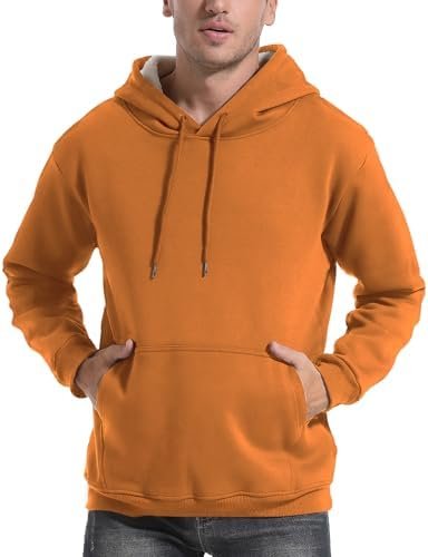 Men's Casual Sherpa Lined Hoodie Winter Warm Pullover Hooded Sweatshirt