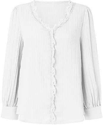 Womens Long Sleeve V Neck Shirts Loose Fit Autumn Winter Casual Tee Trendy Shirt Basic Comfortable Solid Color Tops